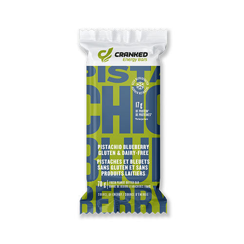 Pistachio blueberry cacao gluten-friendly cranked energy bar